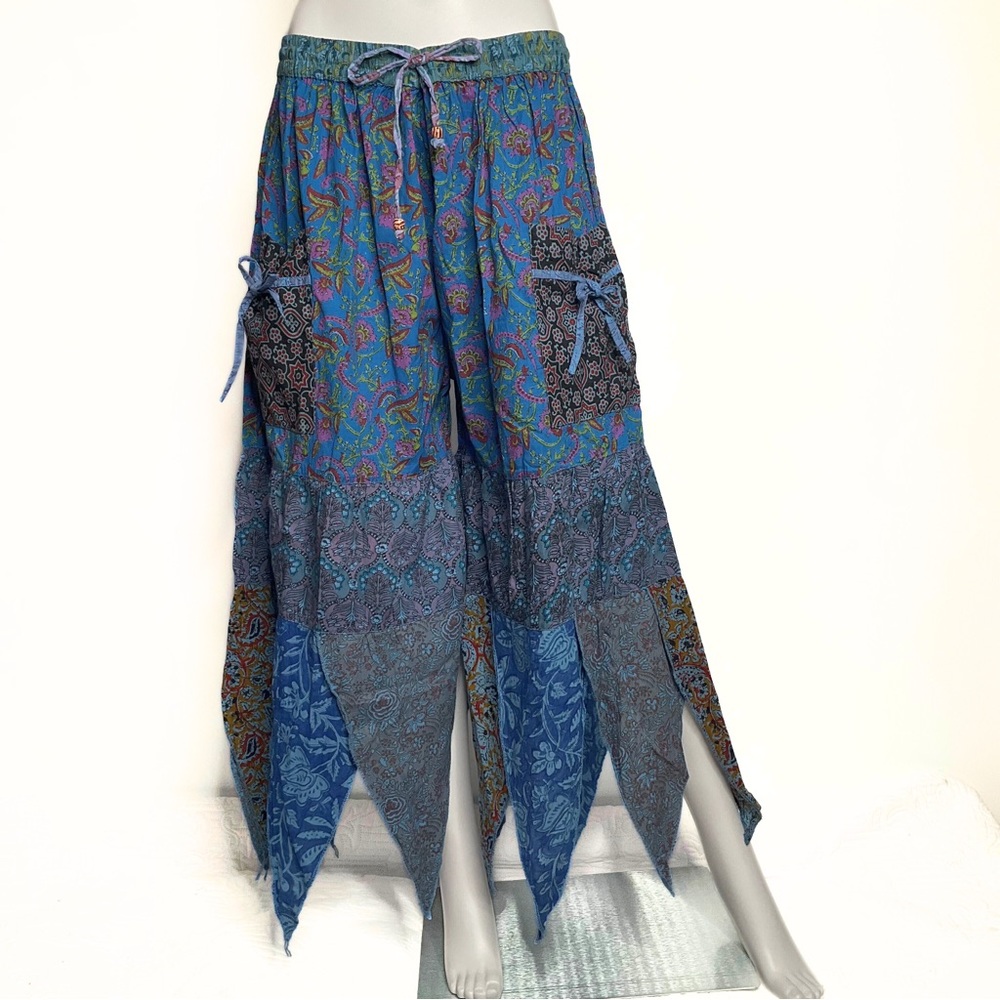 Hippie Forever Handmade Patchwork Handkerchief Pants Womens SZ 1X Forest Fairy